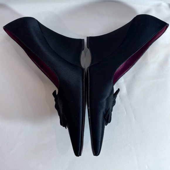YVES SAINT LAURENT Sz 9 Pointy Wedges Ruffle Detail Made in Italy Leather Insole - Picture 5 of 9